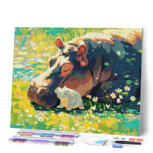 Load image into Gallery viewer, Diamond Painting - Baby Hippo and Mum