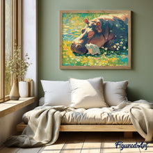 Load image into Gallery viewer, Diamond Painting - Baby Hippo and Mum