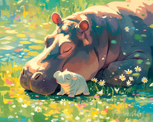 Load image into Gallery viewer, Diamond Painting - Baby Hippo and Mum