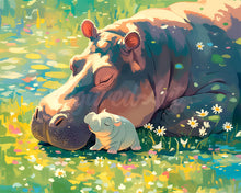 Load image into Gallery viewer, Diamond Painting - Baby Hippo and Mum