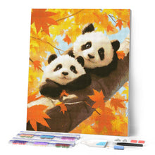Load image into Gallery viewer, Diamond Painting - Panda Cubs in Autumn