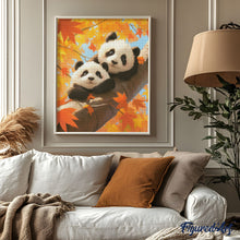 Load image into Gallery viewer, Diamond Painting - Panda Cubs in Autumn