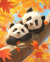 Load image into Gallery viewer, Diamond Painting - Panda Cubs in Autumn