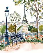 Load image into Gallery viewer, Diamond Painting - Watercolour Paris Garden