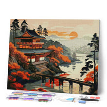 Load image into Gallery viewer, Diamond Painting - Vintage Pagoda View canvas already framed