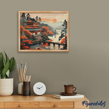 Load image into Gallery viewer, Diamond Painting - Vintage Pagoda View canvas already framed