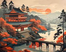 Load image into Gallery viewer, Diamond Painting - Vintage Pagoda View canvas already framed