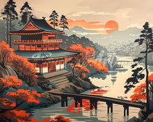 Load image into Gallery viewer, Diamond Painting - Vintage Pagoda View canvas already framed