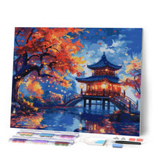 Load image into Gallery viewer, Diamond Painting - Pagoda in Autumn Night canvas already framed