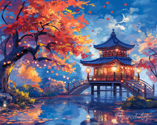 Load image into Gallery viewer, Diamond Painting - Pagoda in Autumn Night canvas already framed