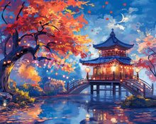 Load image into Gallery viewer, Diamond Painting - Pagoda in Autumn Night canvas already framed