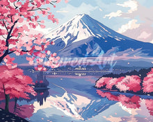Load image into Gallery viewer, Diamond Painting - Mount Fuji and Sakura Lake canvas already framed