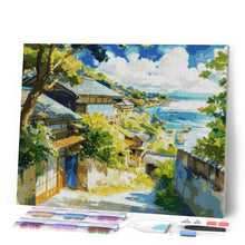 Load image into Gallery viewer, Diamond Painting - Seaside Village in Japan canvas already framed