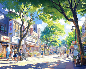 Diamond Painting - Local Market Street in Japan