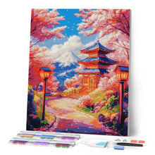 Load image into Gallery viewer, Diamond Painting - Sakura Road to the Pagoda canvas already framed