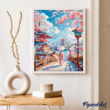 Load image into Gallery viewer, Diamond Painting - Sakura Street in Kyoto canvas already framed
