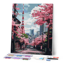Load image into Gallery viewer, Diamond Painting - Tokyo Sakura Street canvas already framed