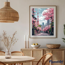 Load image into Gallery viewer, Diamond Painting - Tokyo Sakura Street canvas already framed