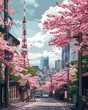 Load image into Gallery viewer, Diamond Painting - Tokyo Sakura Street canvas already framed