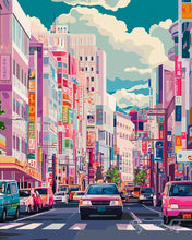 Load image into Gallery viewer, Diamond Painting - Bustling Street of Japan canvas already framed