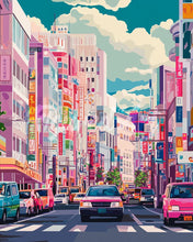 Load image into Gallery viewer, Diamond Painting - Bustling Street of Japan canvas already framed