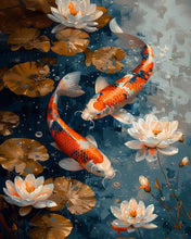 Load image into Gallery viewer, Diamond Painting - Vintage Koi Carp and Flowers canvas already framed