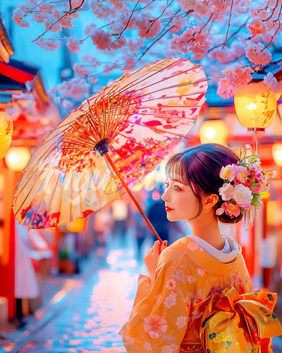 Diamond Painting - Kimono Girl on Sakura Street