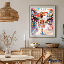 Load image into Gallery viewer, Diamond Painting - Yukata Girl on Festive Street canvas already framed