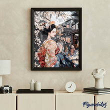 Load image into Gallery viewer, Diamond Painting - Geisha in Vintage Street canvas already framed