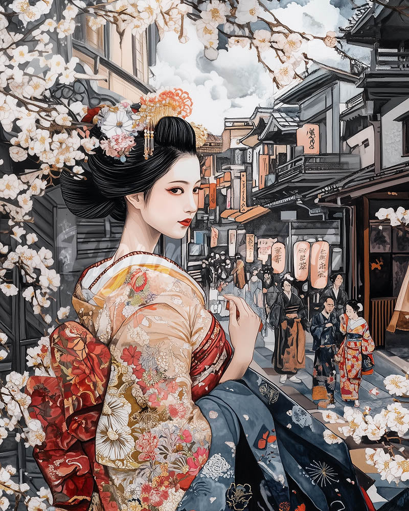 Diamond Painting - Geisha in Vintage Street