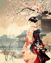 Load image into Gallery viewer, Diamond Painting - Vintage Winter Geisha Scene canvas already framed