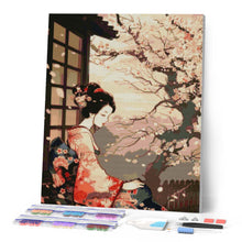 Load image into Gallery viewer, Diamond Painting - Vintage Kimono Lady and Sakura canvas already framed