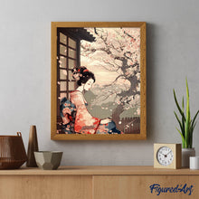 Load image into Gallery viewer, Diamond Painting - Vintage Kimono Lady and Sakura canvas already framed