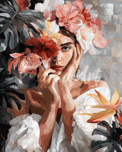Diamond Painting - Floral Girl Portrait