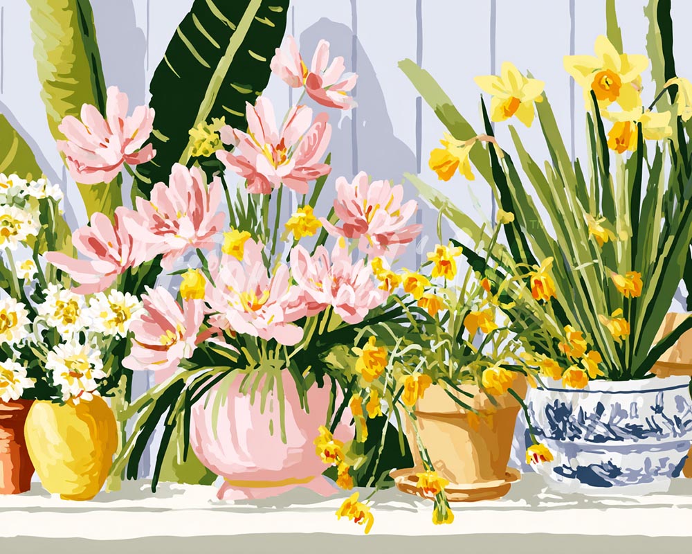 Diamond Painting - Pastel Flower Pots
