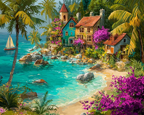Diamond Painting - Tropical Seaside Village