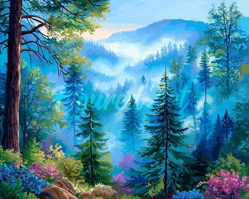 Diamond Painting - Misty Pine Valley