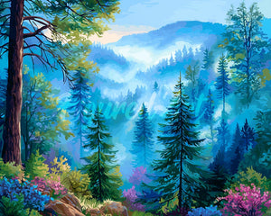Diamond Painting - Misty Pine Valley