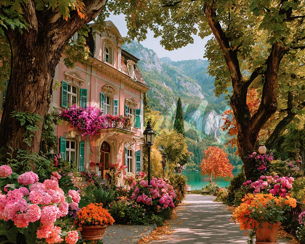 Diamond Painting - Lakeside Villa in Bloom