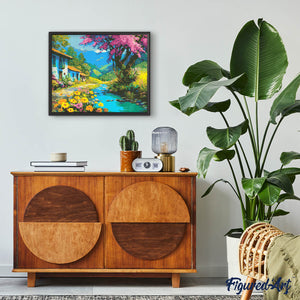 Diamond Painting - Colourful Village Stream