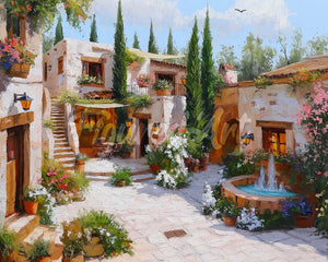 Diamond Painting - White Villa Courtyard