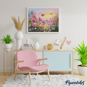 Diamond Painting - Sunset Among Wildflowers