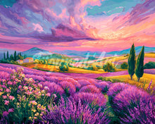 Load image into Gallery viewer, Diamond Painting - Lavender Hills at Sunset