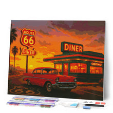 Load image into Gallery viewer, Diamond Painting - The Diner and Vintage Car