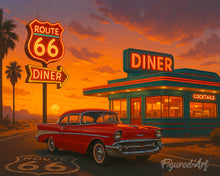 Load image into Gallery viewer, Diamond Painting - The Diner and Vintage Car