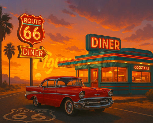 Diamond Painting - The Diner and Vintage Car
