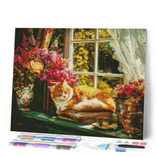 Load image into Gallery viewer, Diamond Painting - Cosy Window with Cat