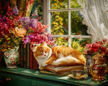 Load image into Gallery viewer, Diamond Painting - Cosy Window with Cat