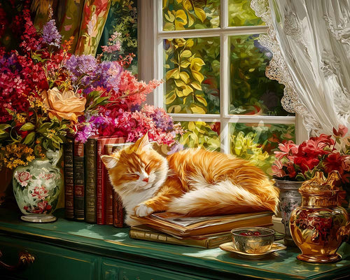 Diamond Painting - Cosy Window with Cat