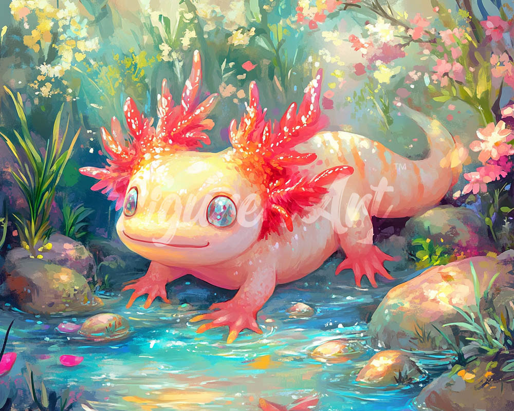 Diamond Painting - Sunbathing Axolotl
